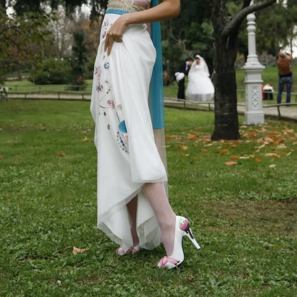 White Pink high heel designer shoes